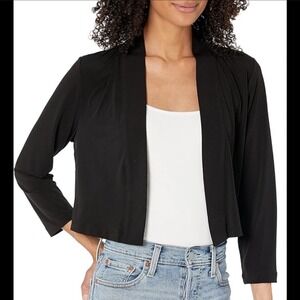 CALVIN KLEIN | Women's Black Open Front Cropped Cardigan Jacket, Size L